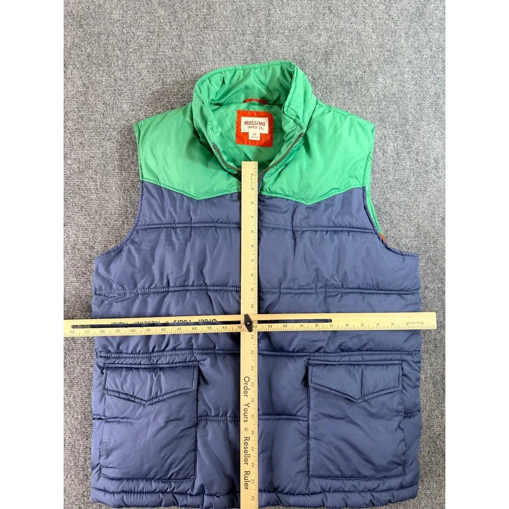 Mossimo Supply Co Mens Puffer Vest L Green Blue Colorblock Full‎ Zip Quilted
